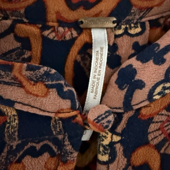 Free People Mini Dress Paisley Retro Print 60s Vibes Size 0 / XS Festival Summer - Picture 6 of 10